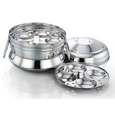 Deals, Discounts & Offers on Cookware - BMS LIFESTYLE Stainless Steel Idly Panai/Steamer/Maker with 2 Idly Plates Steams 9 Idlies (Silver)(9 Idlies)