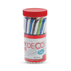 Deals, Discounts & Offers on Stationery - Cello Deco Gel Pen | Gel Pens Blue | Jar of 25 Units | Gel Pens for Students | Pens for Office Use | Gel Pens