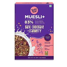 Deals, Discounts & Offers on  - Yogabar Dark Chocolate & Cranberry Muesli with chia and flax seeds 500g - Breakfast Cereal with 83% Nuts and Seeds, Dried Fruits, and Whole Grains - Vegan and Gluten Free Snack