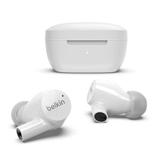 Deals, Discounts & Offers on Headphones - Belkin SOUNDFORM Rise True Wireless in-Ear Earbuds | IPX5 Sweat & Water Resistant | Up to 31 hrs. Playtime | Bluetooth 5.2 | Wireless Charging | Dual mic on Each Side | iOS & Android Devices | White