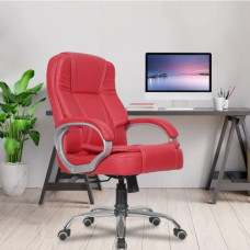 Deals, Discounts & Offers on Furniture - Green Soul Vienna Premium Leatherette Office Chair, Mid Back Ergonomic Home Office Executive Chair with Spacious Cushion Seat & Heavy Duty Metal Base (Red)