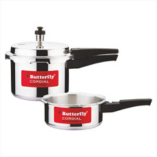 Deals, Discounts & Offers on Cookware - Butterfly Cordial 2 L, 3 L Non Induction Bottom Outer Lid Pressure Cooker (Aluminium, Silver), Small