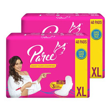 Deals, Discounts & Offers on Health & Personal Care - Paree Soft & Rash Free Sanitary Pads for Women|XL- 40 Pads each (Combo of 2)|Quick Absorption|Heavy Flow Champion|Double Feathers