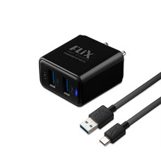 Deals, Discounts & Offers on Mobile Accessories - FLiX Usb Charger,Flix (Beetel) Bolt 2.4 Dual Poart,5V/2.4A/12W Usb Wall Charger Fast Charging,Adapter For Android/Iphone 11/Xs/Xs Max/Xr/X/8/7/6/Plus,Ipad Pro/Air 2/Mini 3/4,Samsung S4/S5 & More-Black