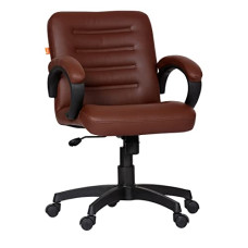 Deals, Discounts & Offers on Furniture - Da URBAN Texas Mid Back Revolving Leatherette Ergonomic Home & Office Executive Chair with High Comfort Seating, Height Adjustable Seat & Nylon Base (Brown)