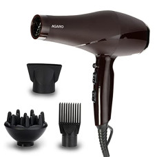 Deals, Discounts & Offers on Beauty Care - AGARO HD-1120 2000 Watts Professional Hair Dryer with AC Motor, Concentrator, Diffuser, Comb, Hot and Cold Air, 2 Speed 3 Temperature Settings with Cool Shot For both Men and Women, Black