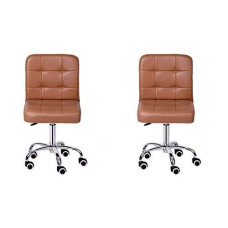 Deals, Discounts & Offers on Furniture - Da URBAN Cadbury Pack of 2 Height Adjustable & Revolving Bar Stool / Kitchen Chair with Wheels (Beige)