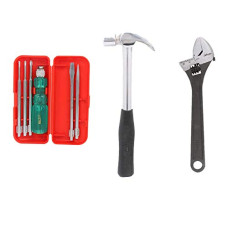 Deals, Discounts & Offers on Screwdriver Sets  - Suzec Johnson Advance Home Kit 5-Pieces Screwdriver Kit (Multicolour) & Adjustable Wrench (200 mm) & Claw Hammer Steel Shaft
