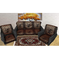 Deals, Discounts & Offers on  - Kuber Industries Leaf Design 6 Pieces Velvet Floral Sofa Cover Set, (Coffee, Standard, CTKTC03487)
