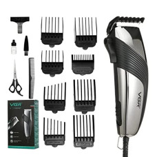 Deals, Discounts & Offers on Beauty Care - VGR V-121 Professional Hair Clipper with Self Sharpening Blades, 8 Guide Combs, Scissors, Comb, Taper Lever Adjustments for close cut trimming