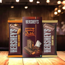 Deals, Discounts & Offers on  - Hershey's Bar - Rakhi Gift Pack Hershey's Bar - Rakhi Gift (Milk Bar 100 gm & Almond 100 gm + Rakhi ), 2 x 100