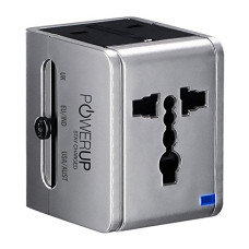 Deals, Discounts & Offers on Mobile Accessories - Powerup Stay Charged Dual USB Ports Adapter Plug BIS Certified Universal Travel Charger - Silver