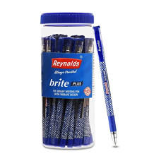 Deals, Discounts & Offers on Stationery - Reynolds BRITE PLUS 25 PENS JAR - BLUE | Lightweight Ball Pen With Comfortable Grip