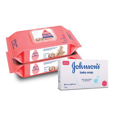 Deals, Discounts & Offers on Baby Care - Johnson's Baby Skincare Wipes with Lid, 144's +Johnson's Baby Soap 150g (3+1)