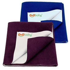 Deals, Discounts & Offers on Baby Care - OYO BABY Waterproof Bed Protector Dry Sheet Gifts Pack, Medium (Pack of 2, Royal Blue/Plum)