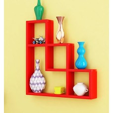 Deals, Discounts & Offers on Furniture - Home Sparkle Sh459 Wooden L-Shaped Wall Rack (Red)