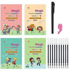 Deals, Discounts & Offers on Stationery - SHINETOY Sank Magic Practice Copybook, (4 Book + 5 Refill) Number Tracing Book for Preschoolers with Pen, Magic Calligraphy Books