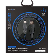 Deals, Discounts & Offers on Mobile Accessories - Energea Toughest Cable With 1.5m Extra Tough Unbreakable Braided NyloTough Bend Tested 30,000 Rounds Super Fast 2.4 A High Speed Charging & Sync Lighting Cable compatible with iPhone, iPod & iPad (Blue)