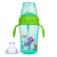Deals, Discounts & Offers on Baby Care - Buddsbuddy BPA Free Anti Spill Design Momo 2 in 1 Baby Sipper (Spout + Straw) Cup (Green, 300 ml)