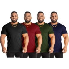 Deals, Discounts & Offers on  - [Size M] UDI n ADIPack of 4 Men Solid Round Neck Polyester Dark Green, Maroon, Black, Navy Blue T-Shirt