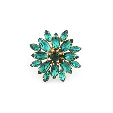 Deals, Discounts & Offers on Earings and Necklace - ZAVERI PEARLS Green Dazzling Stones Flower Shape Contemporary Adjustable Finger Ring For Women-ZPFK11447