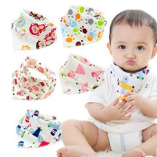 Deals, Discounts & Offers on Baby Care - BabyGo Cotton Soft Adjustable Feeding Baby Bandana Bib Apron - Set of 5 (Random Color)
