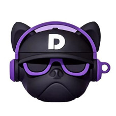 Deals, Discounts & Offers on Electronics - GadgeTEQ New Cute Design Cases Compatible with Apple Airpods pro Generation Case Cover, Full-Body Protective Case Shockproof Skin Cover Men Women with Carabiner Case(Hip-Hop Dog Purple)