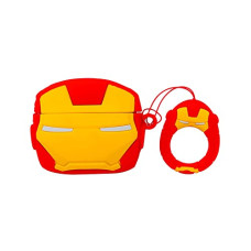 Deals, Discounts & Offers on Electronics - GadgeTEQ New Cute Design Cases Compatible with Apple Airpods 3 Case Cover, Full-Body Protective Case Shockproof Skin Cover Men Women with Carabiner Case(Iron-Man)