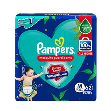 Deals, Discounts & Offers on Baby Care - Pampers Mosquito Guard Pants  Medium size baby diapers (M), 62 Count, Indias 1st Mosquito guard diapers, Contains Natural neem oil