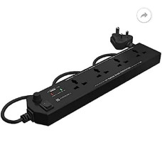 Deals, Discounts & Offers on Electronics - Portronics Power Plate 4 with 4 Power Sockets + 1 USB Port Power Converter with Extension I Cord 1.5 Meter I 1500 Watts Max (Black)