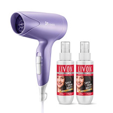 Deals, Discounts & Offers on Toys & Games - Livon Damage Protect Serum For Women & Men, Protection Up To 250C & 2X Less Hair Breakage, 100 ml (Pack of 2) With Syska Hair Dryer