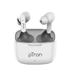 Deals, Discounts & Offers on Headphones - PTron Bassbuds Duo in Ear Earbuds with 32Hrs Total Playtime, Bluetooth 5.1 Wireless Headphones, Stereo Audio, Touch Control TWS, with Mic, Type-C Fast Charging, IPX4 & Voice Assistance (White)