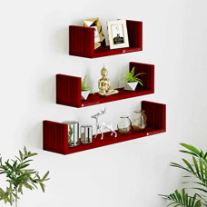 Deals, Discounts & Offers on Furniture - Furniture Cafe U Shaped Wall Shelf for Living Room Stylish Wooden Floating for Home Dcor Storage Racks Organizer and Book Shelves