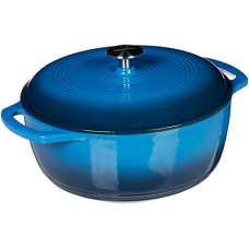 Deals, Discounts & Offers on Cookware - AmazonBasics Enameled Heavy Duty Cast Iron Dutch Oven / Cooking Pan with Lid- 4.1 Liters (5.07 Kgs), Blue