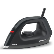 Deals, Discounts & Offers on Irons - Havells Dazzle 1100W Dry Iron Press German Technology Non Sick Coated Sole Plate & 2 Yrs Warranty (Black)