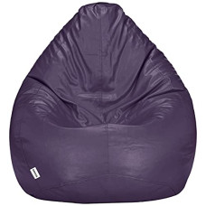 Deals, Discounts & Offers on Furniture - Amazon Brand - Solimo XXL Faux Leather Bean Bag Filled With Beans (Purple)