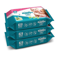 Deals, Discounts & Offers on Baby Care - Supples Baby Wet Wipes with Aloe Vera and Vitamin E - 72 Wipes/Pack, (Pack of 3)