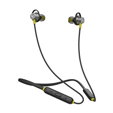 Deals, Discounts & Offers on Headphones - Infinity (JBL Glide 120, in Ear Wireless Earphones with Mic, Deep Bass, Dual Equalizer, 12mm Drivers, Premium Metal Earbuds, Comfortable Flex Neckband, Bluetooth 5.0, IPX5 Sweatproof (Black & Yellow)