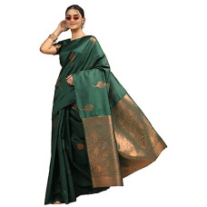 Deals, Discounts & Offers on Women - StyleScope Women's Banarasi Jacquard Silk Saree With Unstitched Blouse Piece