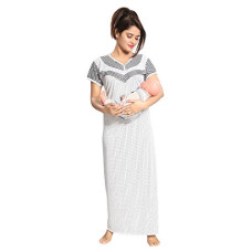 Deals, Discounts & Offers on Women - Fabme Women's Polka Dots Printed Maternity/Feeding/Nursing Nighty - (Bust Size 38