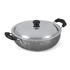 Deals, Discounts & Offers on Cookware - Anjali Aluminium Non Stick Kadhai with Stainless Steel Lid & 2 Side Handles Non-Stick Coating, and Durable Construction