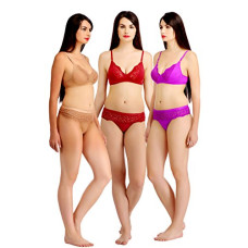 Deals, Discounts & Offers on Women - Fashion Comfortz WomenS Girls Lace Lycra Spandex (4Way) Bikini Set for Women|Womens Girls Ladies Undergarments|Bra Panty Set