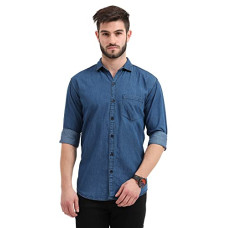 Deals, Discounts & Offers on Men - Miraan Men's Long Sleeve Casual Denim Shirt (SIGDENIM)
