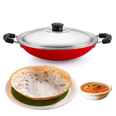 Deals, Discounts & Offers on Cookware - PANCA Non-Stick Aluminium Appachatti with Stainless Steel lid, 2.6mm, Red/Black, 23cm, Gas Compatible, Product Type, Has Nonstick Coating