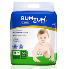 Deals, Discounts & Offers on Baby Care - Bumtum Baby Diaper Pants, Medium Size, 66 Count, Double Layer Leakage Protection Infused With Aloe Vera, Cottony Soft High Absorb Technology (Pack of 1)
