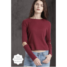 Deals, Discounts & Offers on Laptops - RoadsterCasual Cutout Solid Women Maroon Top