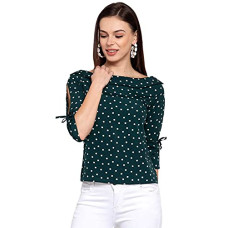 Deals, Discounts & Offers on Laptops - [Sizes S, M, L, XL, 2XL] Style Quotient Women Polka Printed polycrepe Smart Casual top