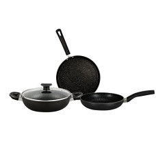 Bergner Essential Plus Non Stick Cookware Set 3Pc-Kadhai with