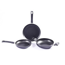 Deals, Discounts & Offers on Cookware - Wonderchef Valencia Non-Stick Cookware 3 Piece Set | Kadhai with Lid, Fry Pan, Dosa Tawa | Induction Friendly | Cool Touch Bakelite Handles | Pure Grade Aluminium| PFOA Free| 2 Years Warranty | Black