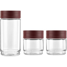 Deals, Discounts & Offers on Kitchen Containers - cello Modustack Glassy Storage Jar, Set of 3(500mlx2+1000ml) - 1000 ml Glass Utility Container(Pack of 3, Maroon)